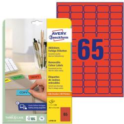 AVERY Etikett AVERY L4790-20 38, 1x21, 2mm piros 1300 címke/doboz 20 ív/doboz (L4790-20) - vectraline