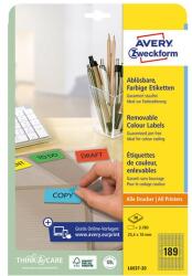 AVERY Etikett AVERY L6037-20 25, 4x10 mm univerzális visszaszedhető sárga 20 íves (L6037-20) - vectraline
