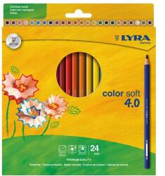LYRA Színes ceruza LYRA Color Soft 4.0 extra puha élénk lágy színek 24 darabos készlet (2421240)