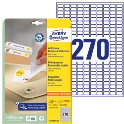 AVERY Etikett AVERY L4730REV-25 17, 8x10mm visszaszedhető 6750 címke/doboz 25 ív/doboz (L4730REV-25) - vectraline