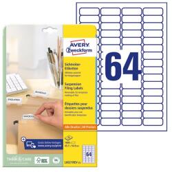 AVERY Etikett AVERY L6021REV-25 6021 45, 7x16, 9mm függőmappa címke 1600 címke/doboz 25 ív/doboz (L6021REV-25) - vectraline