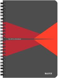 Leitz Spirálfüzet kockás LEITZ Office A/5 90 lapos PP borítóval piros (44981025/44980025)