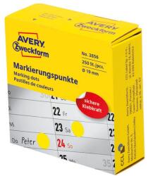 AVERY Etikett AVERY 3856 öntapadó jelölőpont adagoló dobozban sárga 19mm 250 jelölőpont/doboz (3856)