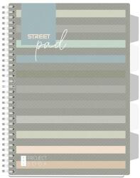 STREET Spirálfüzet vonalas STREET Pad A/4 100 lapos regiszteres sötét csíkos (67137)