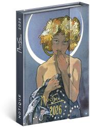 Realsystem Határidőnapló REALSYSTEM 110x160mm heti sárga lapos márneses záródású Alphonse Mucha 2027 (5412-AM) - vectraline