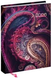 Realsystem Határidőnapló REALSYSTEM Librobello "Hölgyeknek" B/6 napi fehér lapos 3D lakk+ élfestés Fraktál 2026 (5421-60) - vectraline