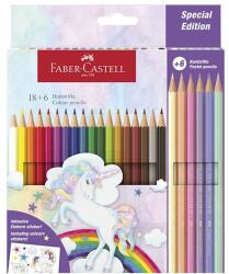 Faber-Castell Színes ceruza FABER-CASTELL kastélyos Unikornis matricával 18 darabos készlet + 6 darab pasztell színes ceruzával (111221)