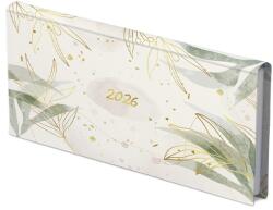 TopTimer Zsebnaptár TOPTIMER Joy J030 heti fekvő fehér lapos Levelek Metalizált arany 2026 (T030J-310) - vectraline