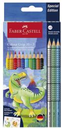 Faber-Castell Színes ceruza FABER-CASTELL Grip Dinoszaurusz matricával 10 darabos + 3 darab metál színes ceruzával (201545) - vectraline