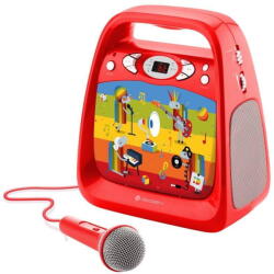 GoGEN CD player cu Bluetooth si functie karaoke GoGEN DECKO, USB, MP3, Microfon, Rosu (GOGDECKOKARAOKER)