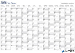 STAEDTLER Éves tervezőtábla, törölhető, angol nyelvű, 84x60 cm, STAEDTLER 'Lumocolor® 641 YP', 2026 (641 YP-1 ; 26)