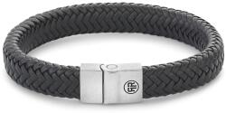 Rebel&Rose Fekete bőr karkötő Herringbone Brown Matt RR-M0019-S 19 cm - L