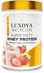Luxoya Whey Protein Epres-fehércsoki ízű fehérje italpor 450g - dobozos