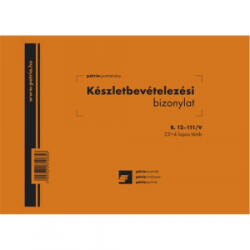 Pátria Készletbevételezési bizonylat 8 tételes 25x4 lapos tömb A/5 fekvő