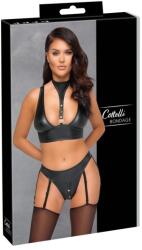 Cottelli Collection Bondage lesklá podprsenka s pouty černá