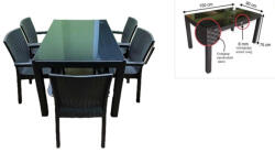  Bojta üveglapos asztal 90x150cm, antracit (BT8)