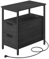 VASAGLE Modern Éjjeliszekrény Beépített Elosztóval Antracit-Fekete