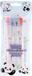 STRIGO Set 4 evidentiatoare 2 in 1 cu stampila Strigo SSC490, Motiv panda (SSC490)