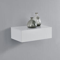 PremiumXL Falra Szerelhető Éjjeliszekrény Fiókos 46x30x15 cm Magasfényű Fehér