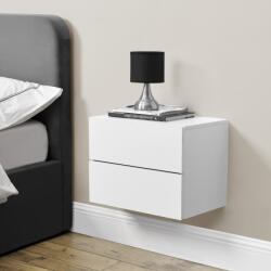 PremiumXL Fiókos Faliszekrény Éjjeli Szekrény 2 Fiókkal 40x29x30 cm Falra Szerelhető Fehér