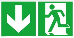  Semn de evacuare, iesire de urgenta stanga in jos, 300 x 150 mm, autoadeziv, SAFETY MARKING (4044589113603)