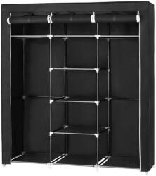 Euziel Textil gardrób polcokkal és ruhatartó rúddal MATIS 150x175 cm fekete RYG12B (EZ0190)