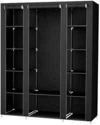 Euziel MATIS 150x175 cm fekete textilszekrény polcokkal és ruhatartó rúddal LSF03H (EZ0193)
