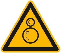  Semn de avertizare privind rolele contrarotative, triunghiular, muchia 100 mm, folie autoadeziva, SAFETY MARKING (4044589003058)