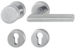 HOPPE Maner pentru usi de intrare 47-52mm, Amsterdam E58/42KV/42KVS/1400Z, pe rozeta, cu buton, patrat 8mm, PZ, inox, HOPPE (3349566) - bricolaj-mag