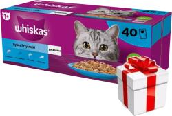 Whiskas WHISKAS Adult tasak 40 x 85 g Halas finomságok - nedves eledel felnőtt macskáknak, zselében (darabokban: lazac, tonhal, tőkehal, fehér hal) + ingyenes macska meglepetés