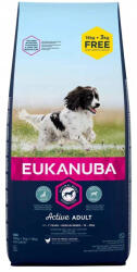 EUKANUBA Eukanuba Active Adult közepes fajtájú csirke 15kg +3kg INGYENES + MEGLEPETÉS A KUTYÁDNAK