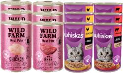 Whiskas WHISKAS Nedvestáp 1+ mártásos csirkével 3x400g , marhahússal 3x400g + Wild Farm csirke 3x400g, marhahús 3x400g