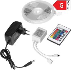 ORNO LED Szalag 12V 30L/m 100lm/m 7.2W/m IP20 RGB 5m + RGB Vezérlő + 12V-os Tápegység