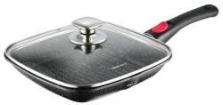 Kinghoff Tigaie grill cu capac și mâner detașabil Kinghoff KH 1511, Acoperire marmoasă, Inducție, Negru - 24 cm
