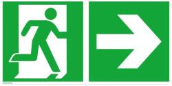  Semn de evacuare, iesire de urgenta pe dreapta cu sageata de directie, 300 x 150 mm, autoadeziv, SAFETY MARKING (4044589113658)