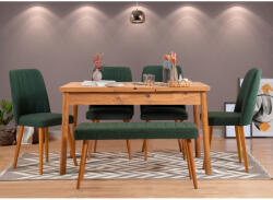  Santiago 6-Személyes Étkezőszett - Atlanti Fenyő, Zöld