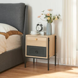 PremiumXL Éjjeliszekrény Tysnes 39x35x47 cm Tölgyfa Hatású/Fekete