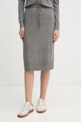 United Colors of Benetton szoknya gyapjúkeverékből szürke, midi, egyenes, 112HD001V - szürke S
