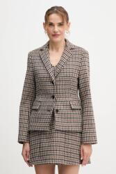 Tommy Hilfiger gyapjú kabát barna, mintás, egysoros gombolású, WW0WW48266 - barna 34