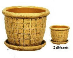 Agyag cserép+alátét SÁRGA szett (PE-3001)
