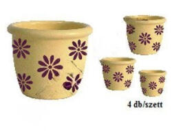  Agyag HORDÓ SZETT FEHÉR alap/ LILA virág (PE-2406)