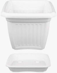 Alátét négyszögletes 30cm-es virágcseréphez FEHÉR (PE-8218)