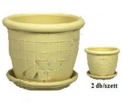 Agyag cserép+alátét VAJ színű szett (PE-3002)