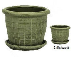 Agyag cserép+alátét ZÖLD szett (PE-3000)