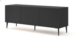 BIM Furniture TV Szekrény 150 cm. Fényes Fekete Front, Matt Fekete Test, Fekete Színű Lábakkal Ravenna C Diamond