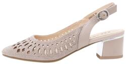 Karisma Pantofi dama, Karisma, JYJY40012C-03-I-Bej, elegant, piele intoarsa, perforati, cu toc, bej (Marime: 35)