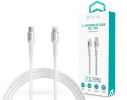 DEVIA USB Type-C - Lightning adat- és töltőkábel 1, 5 m-es vezetékkel - Devia Gracious Series Type-C - Lightning PD Cable - 5V/3A - white