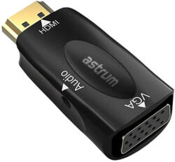 Astrum DA480 HDMI - VGA + 3.5mm Jack adapter fekete