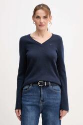 Tommy Hilfiger gyapjú pulóver könnyű, bordó, WW0WW43505 - sötétkék S