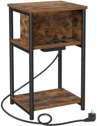 VASAGLE Lerakóasztal beépített elosztóval, rusztikus barna 34x30x58cm (LET375B01)